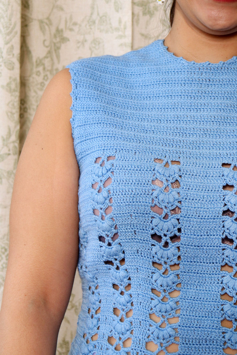 Sky Blue Crochet Dress L