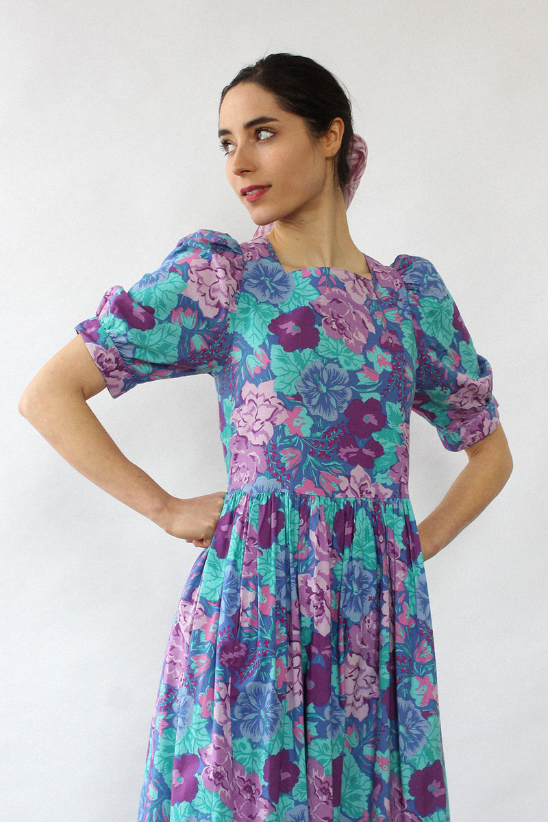Laura Ashley Teal Floral Dress XS/S