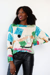 Oleg Cassini Abstract Sequin Top M/L