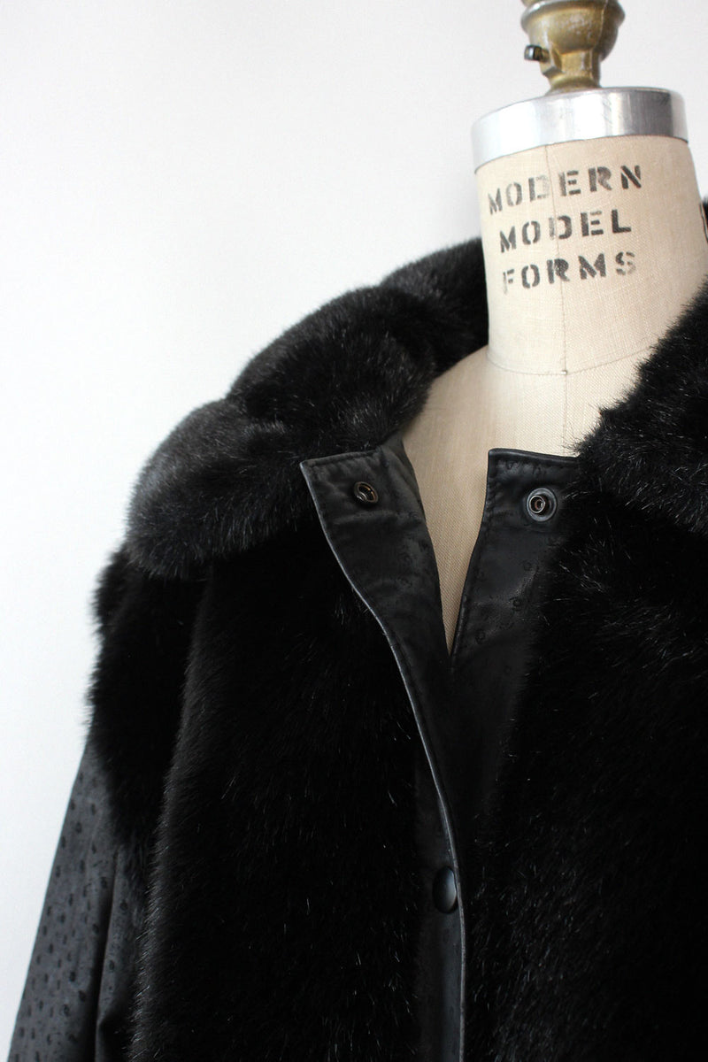 Faux Fur Leather Corner Coat M/L