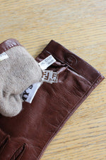 Fendi Chocolate Leather Gloves
