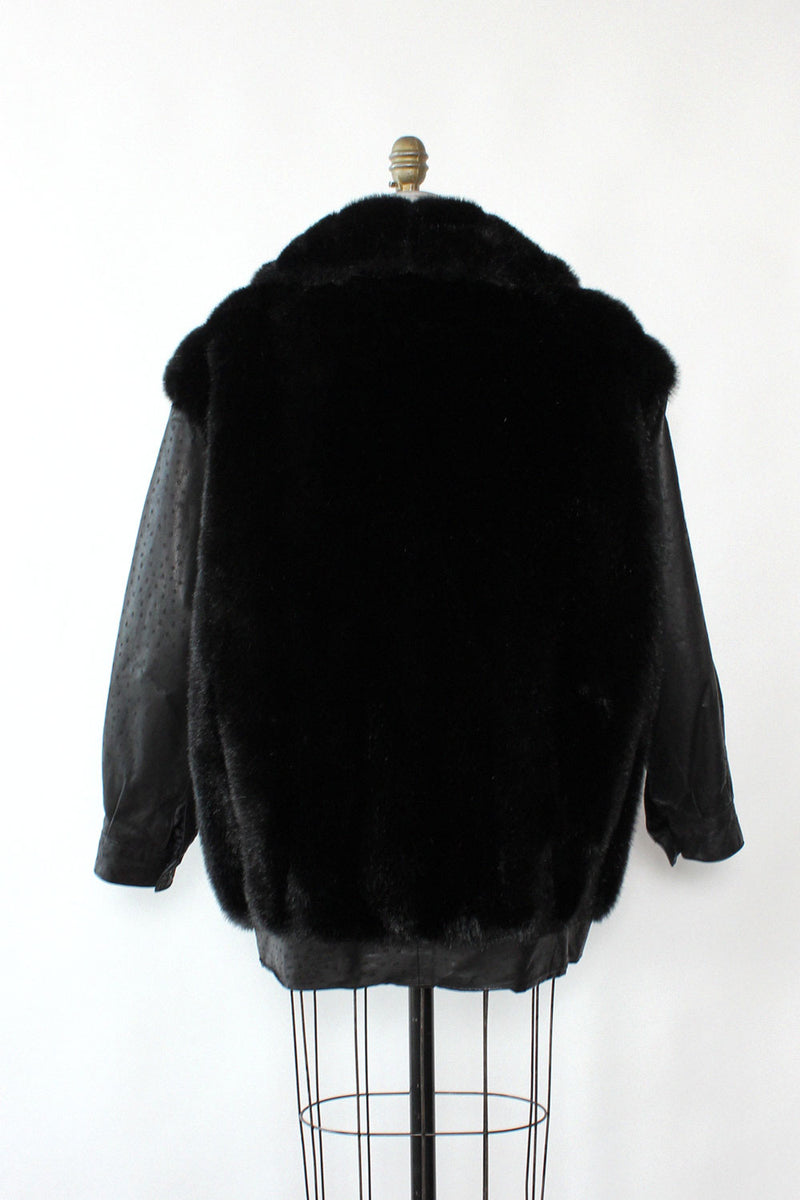 Faux Fur Leather Corner Coat M/L