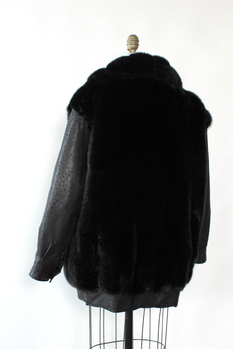 Faux Fur Leather Corner Coat M/L