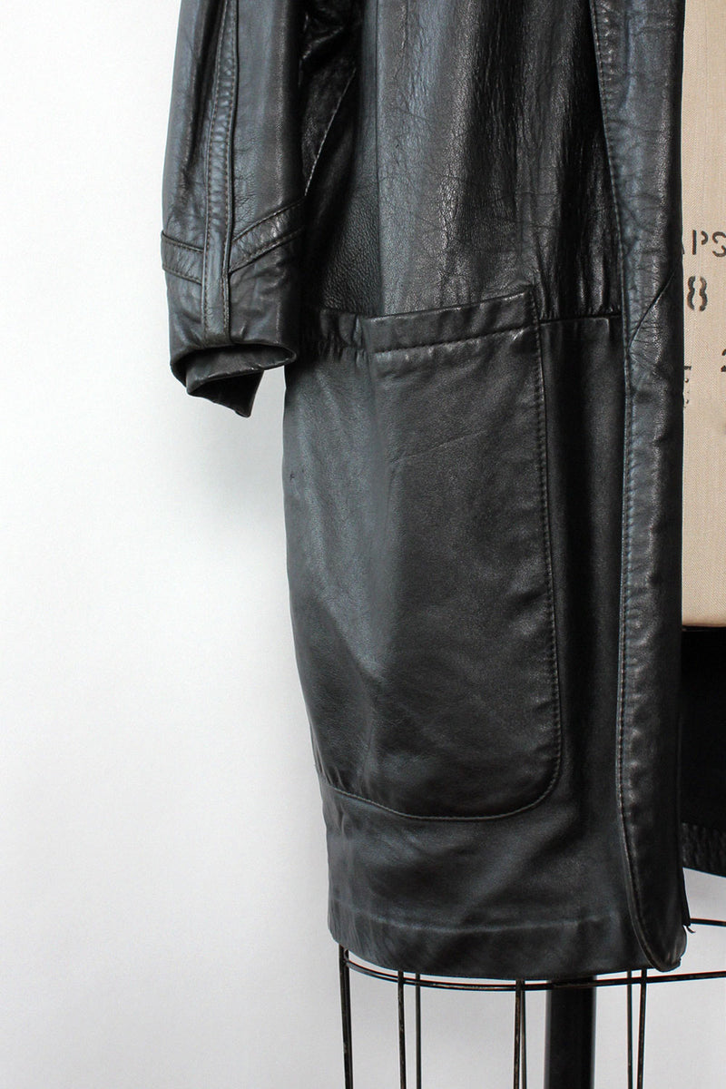 Draped Leather Patch Jacket S-L