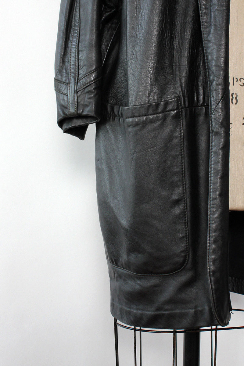 Draped Leather Patch Jacket S-L