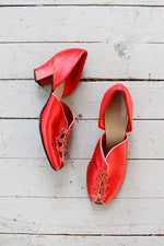 Red Satin Heeled Slippers 7
