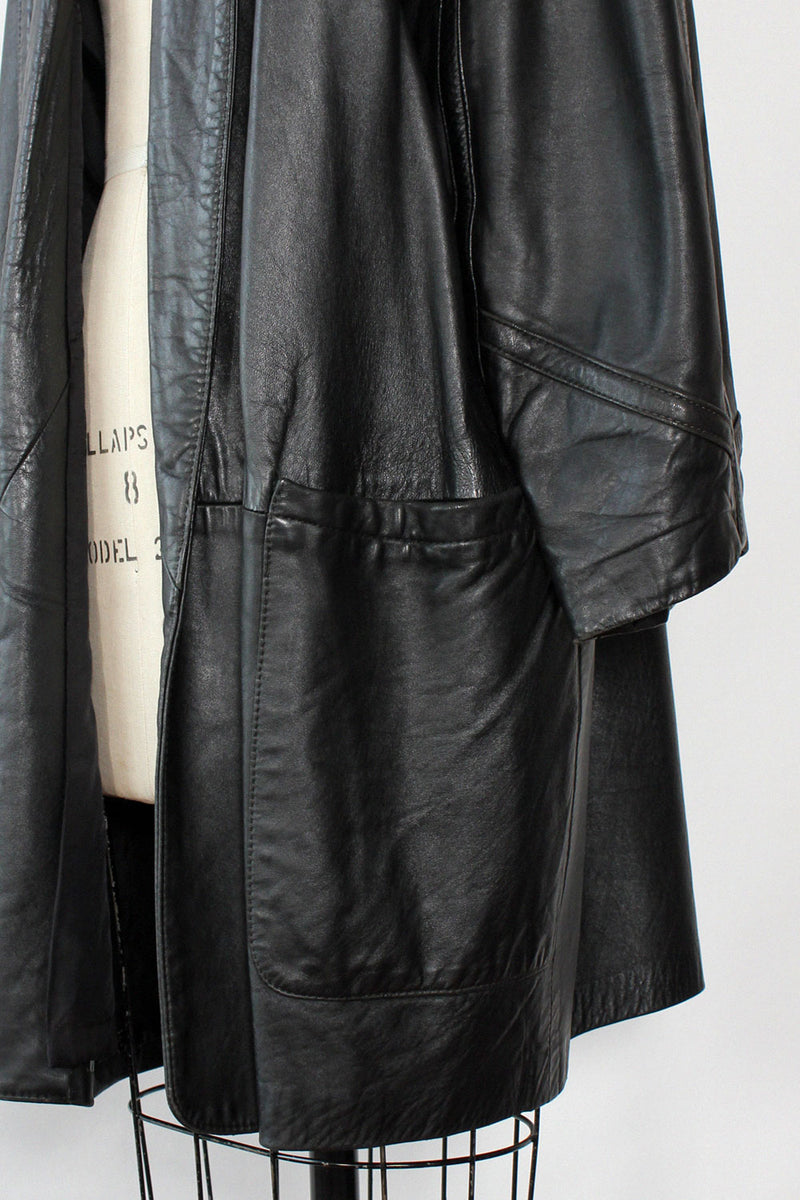 Draped Leather Patch Jacket S-L