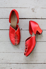Red Satin Heeled Slippers 7
