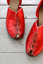 Red Satin Heeled Slippers 7
