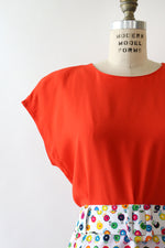 Tomato Red Silky Rayon Top M/L