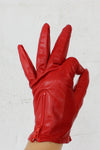Red Zip Leather Gloves