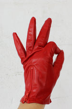 Red Zip Leather Gloves