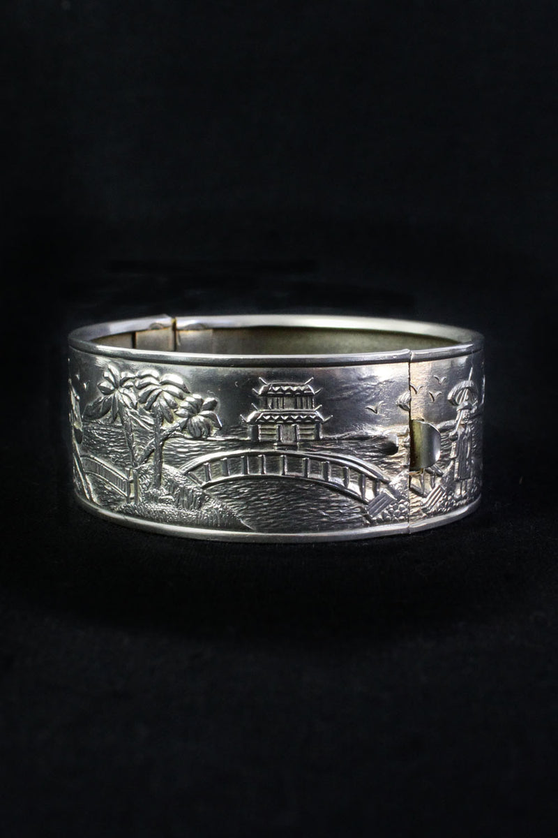 Oriental Scenic Silver Bracelet