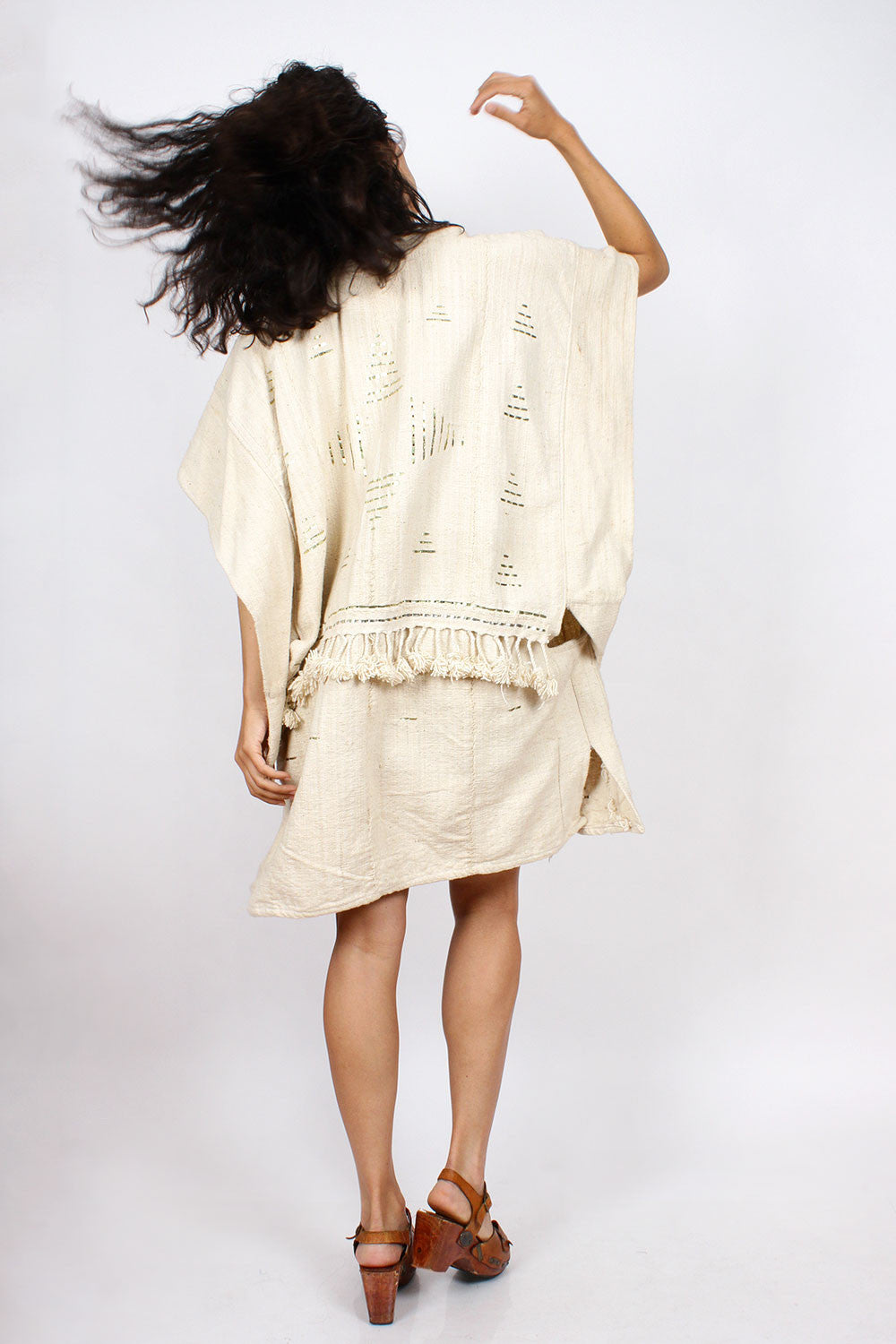 Metallic Weave Poncho Dress