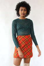 Tangerine Plaid Mini Skirt XS