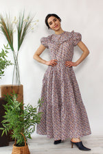 Paisley Tiered 1940s Dress S