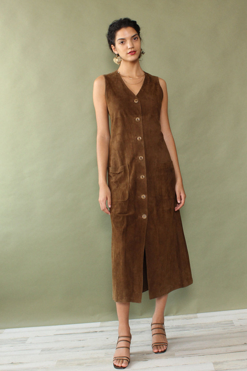 Cocoa Suede Pocket Dress M