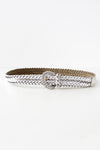 Silver Leather Braided Belt