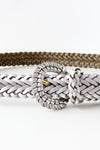 Silver Leather Braided Belt