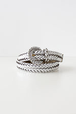 Silver Leather Braided Belt