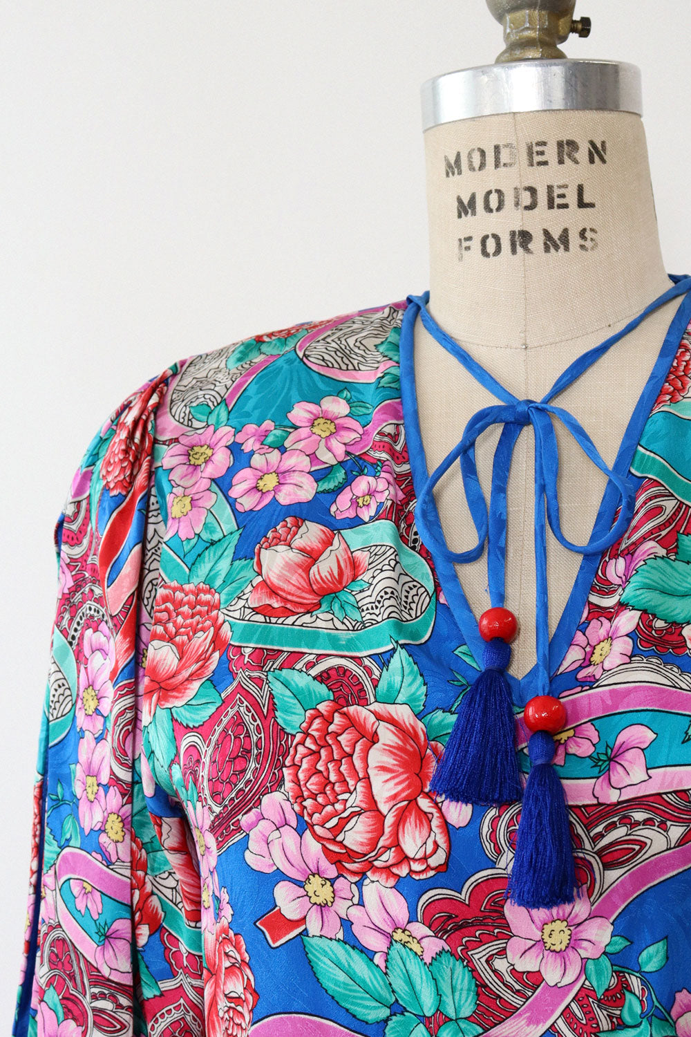 Peony Print Silk Diane Freis Blouse S/M