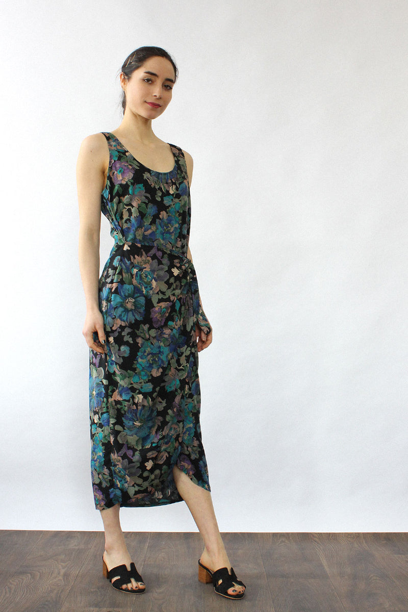 Watercolor Floral Drape Dress S/M