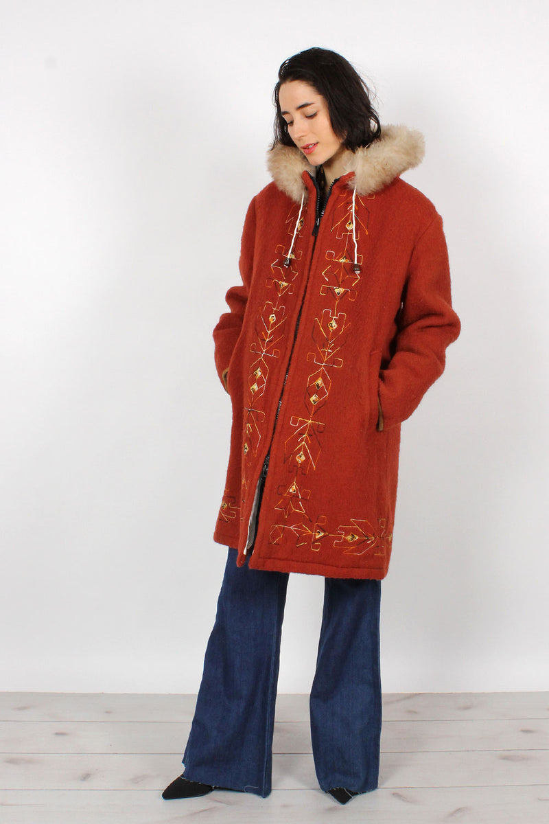 Hudson's Bay Hooded Embroidered Coat M