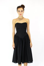 vintage black strapless dress