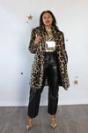 Leopard Faux Fur Shawl Coat M/L