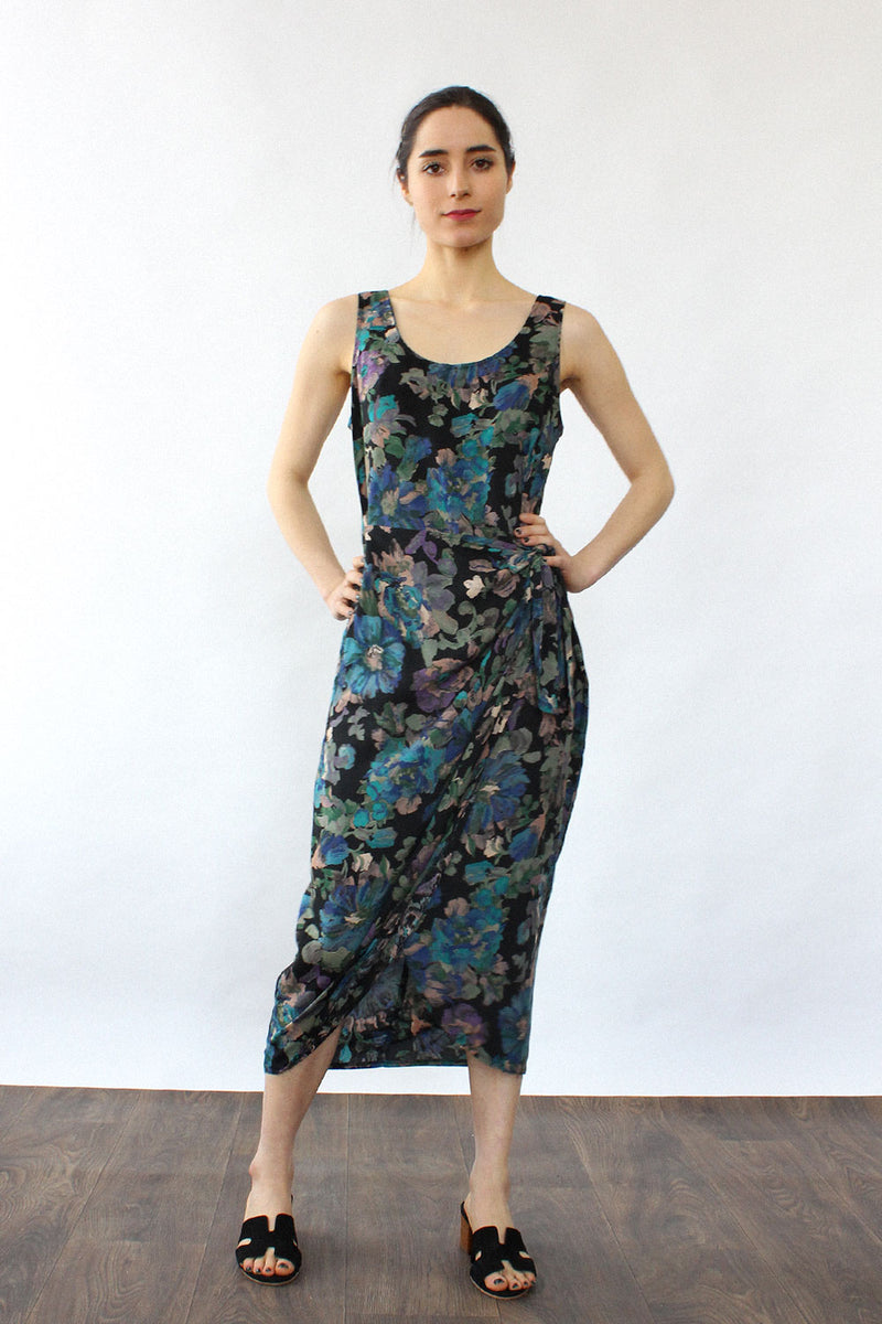 Watercolor Floral Drape Dress S/M