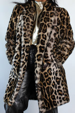 Leopard Faux Fur Shawl Coat M/L