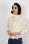 White Lace High Neck Blouse XS/S