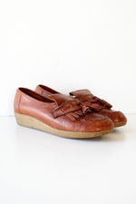 Kinney Fringe Wedge Loafers 8 1/2