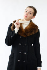Domino Fur Collar Black Coat S/M