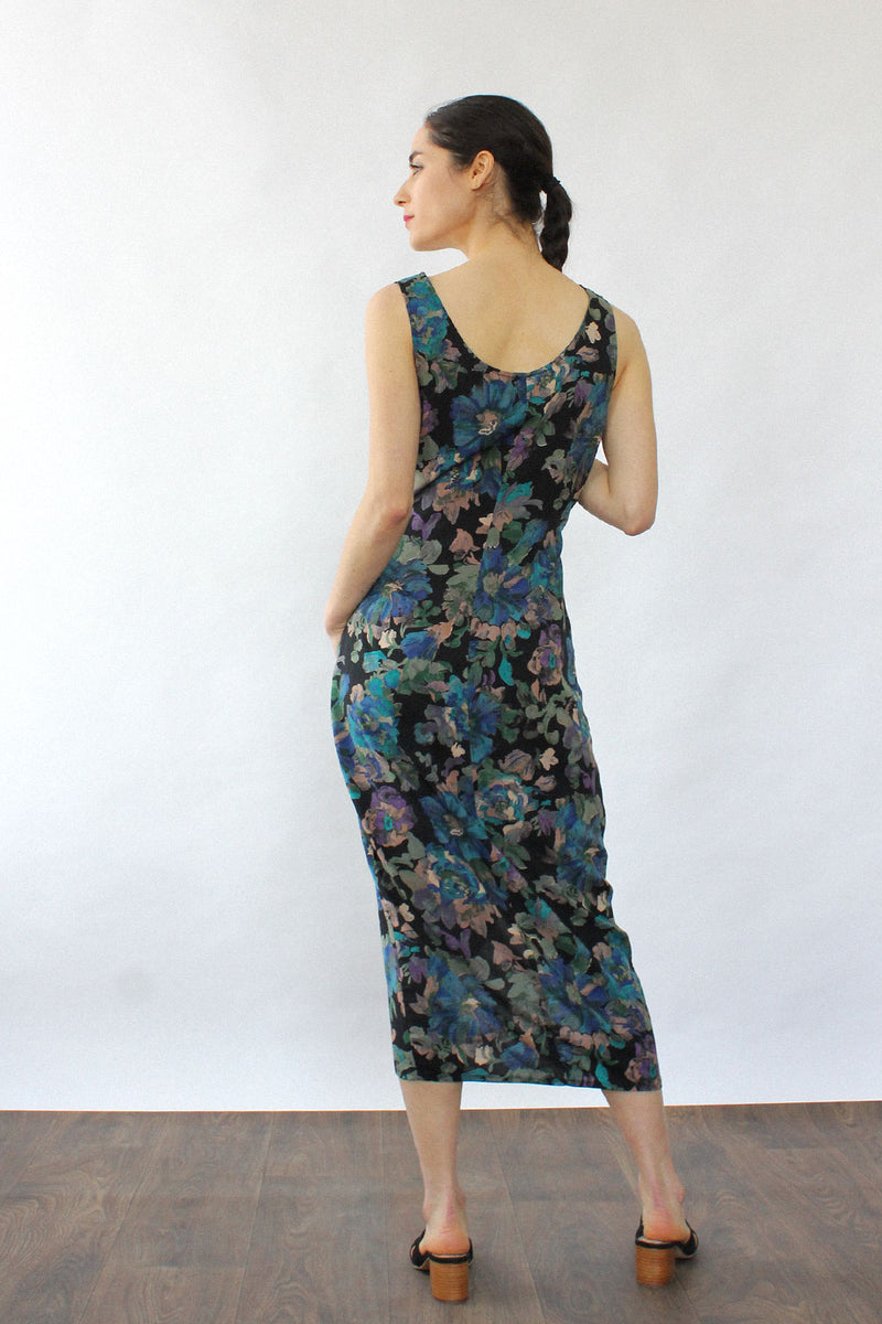 Watercolor Floral Drape Dress S/M