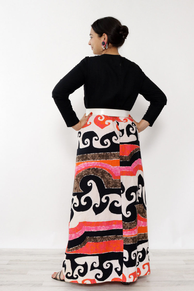 Wavy Midcentury Print Maxi Dress L/XL