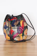 Snakeskin Collage Bucket Bag