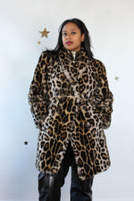 Leopard Faux Fur Shawl Coat M/L