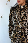 Leopard Faux Fur Shawl Coat M/L