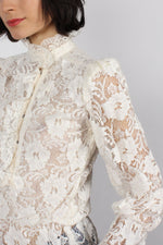White Lace High Neck Blouse XS/S