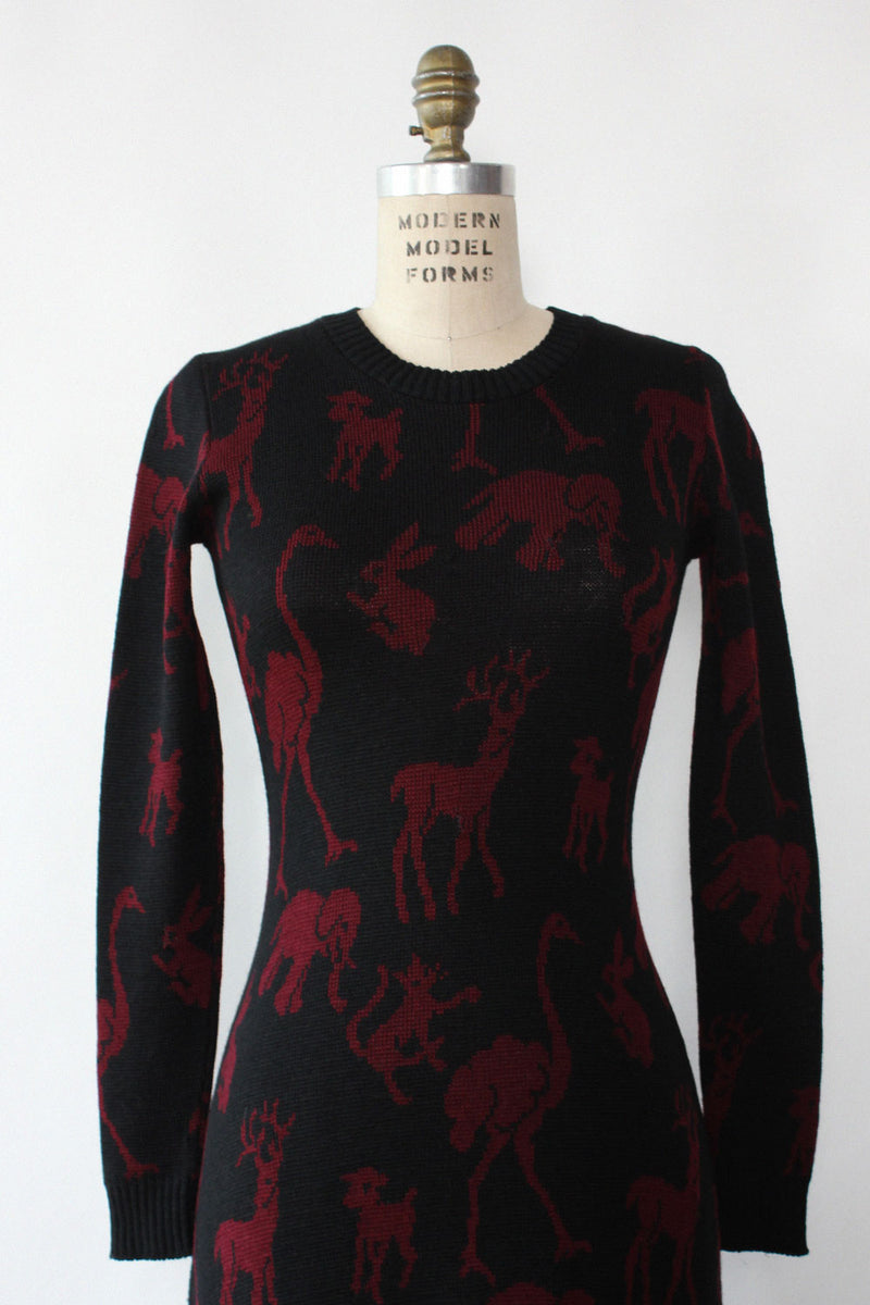 Alley Cat Animal Silhouettes Wool Dress XS-M