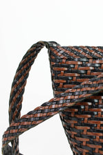 woven leather bag detail
