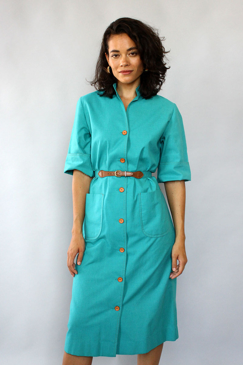 Serbin Teal Duster Shirtdress S/M