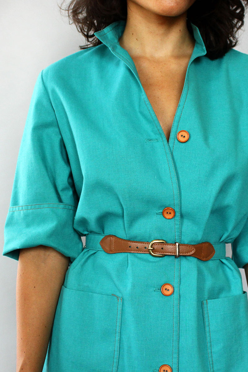 Serbin Teal Duster Shirtdress S/M