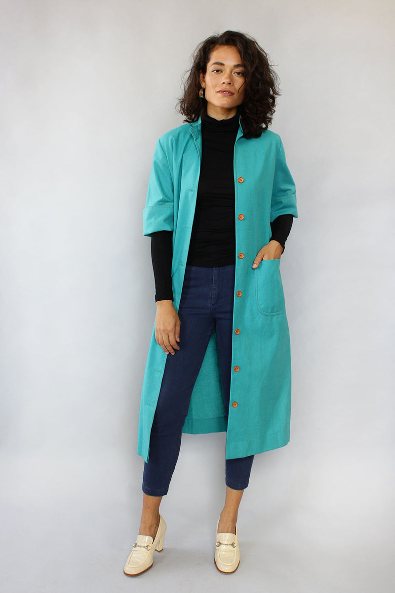 Serbin Teal Duster Shirtdress S/M
