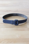 Navy Leather Topstitch Belt