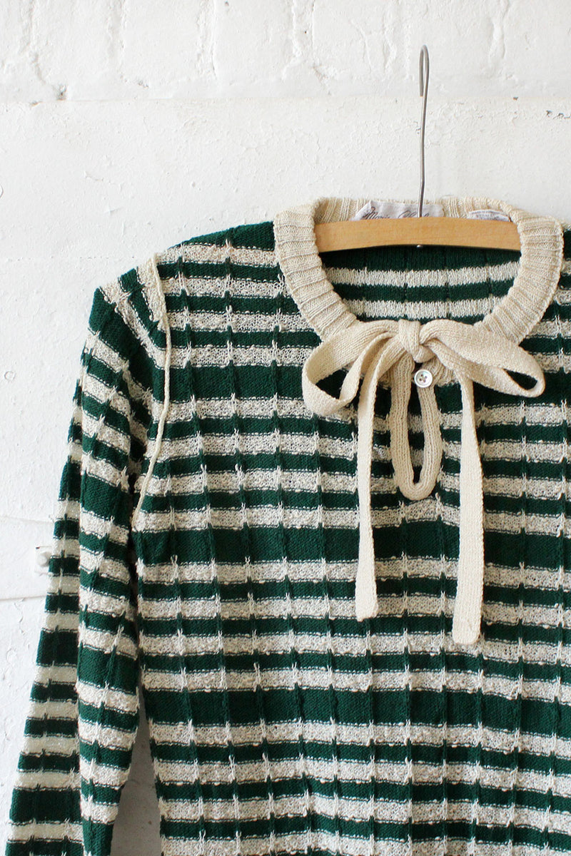 Green Stripe Bow Tie Sweater XS/S