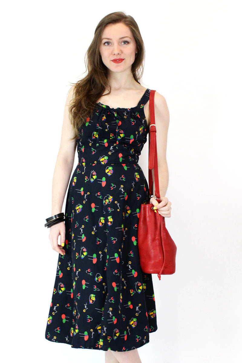 60s Miro Abstract Print Dress S