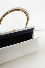 Cream Leather Structured Handbag