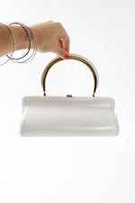Cream Leather Structured Handbag